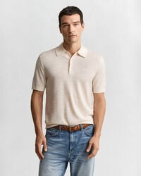 polo-pullover aus extrafeiner merinowolle mit kurzen Ärmeln – seed melange