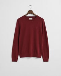 merinowollpullover mit rundhalsausschnitt – voluminöses rot