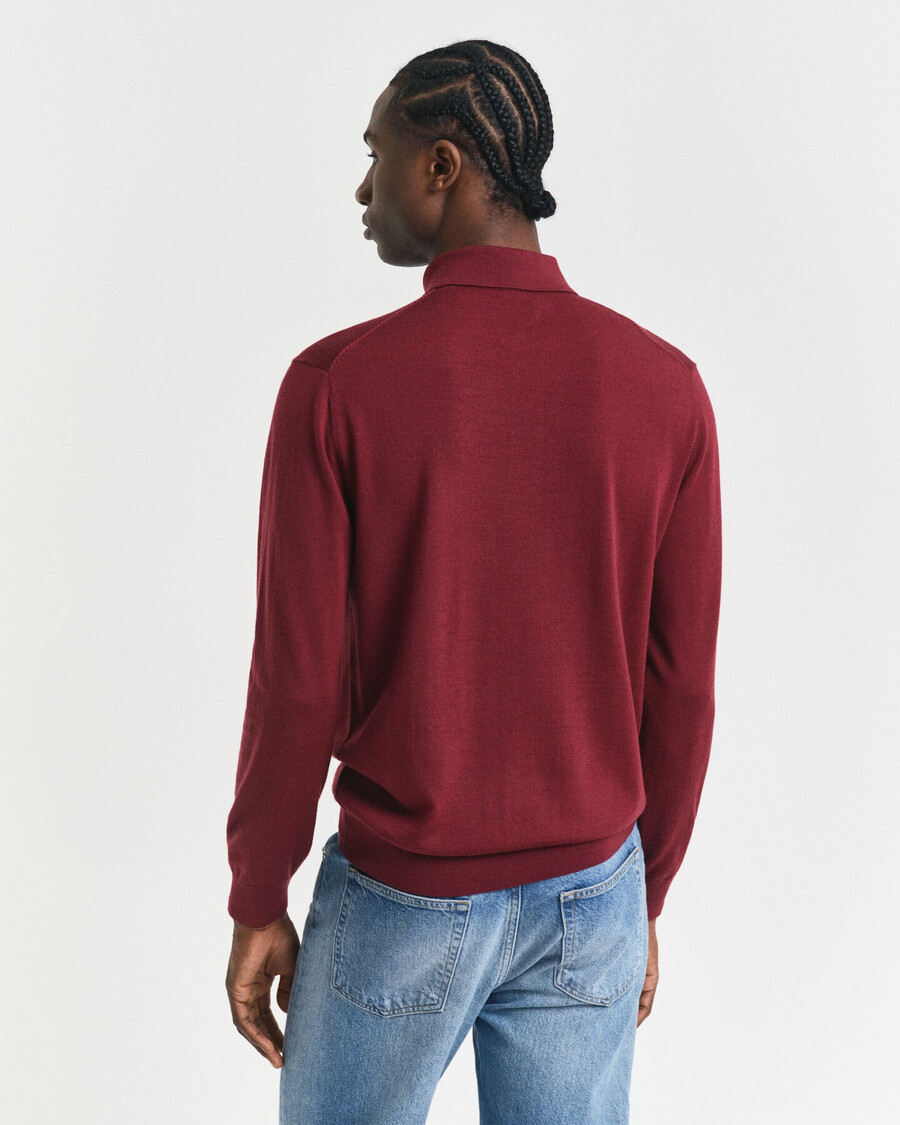 polo-pullover aus extrafeiner merinowolle – voluminöses rot