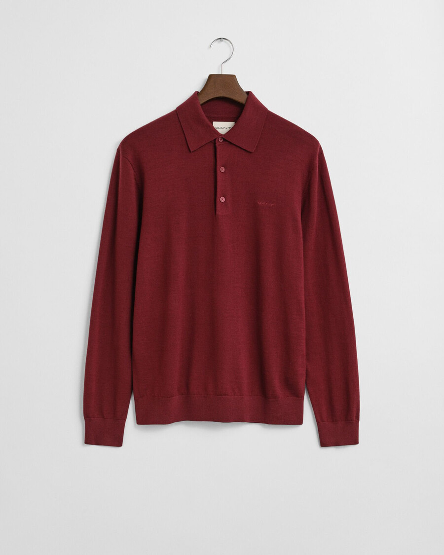 polo-pullover aus extrafeiner merinowolle – voluminöses rot