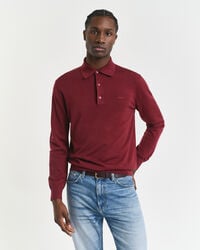 polo-pullover aus extrafeiner merinowolle – voluminöses rot