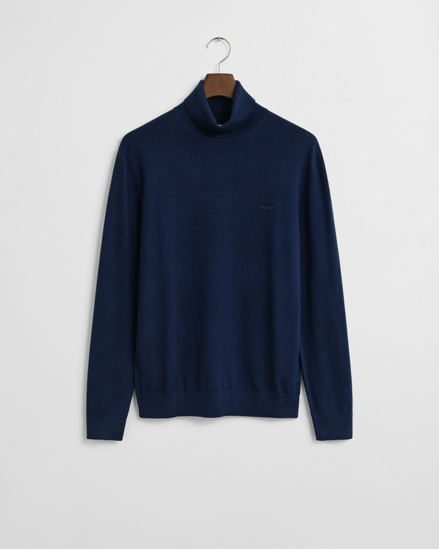 extrafeiner rollkragenpullover aus merinowolle – marineblau