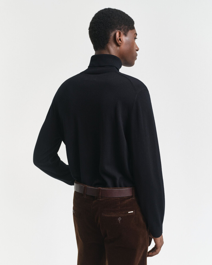 rollkragenpullover aus extrafeiner merinowolle – schwarz