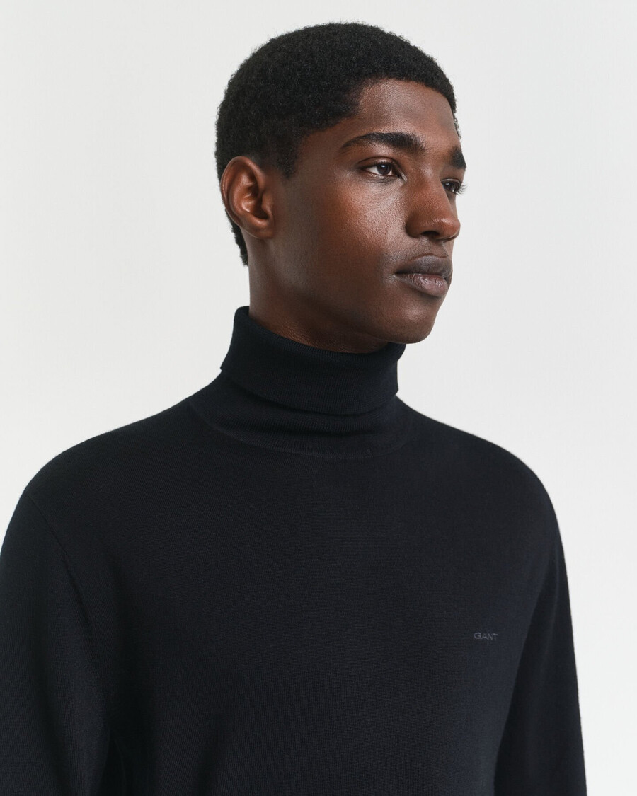rollkragenpullover aus extrafeiner merinowolle – schwarz