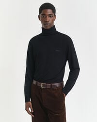 rollkragenpullover aus extrafeiner merinowolle – schwarz