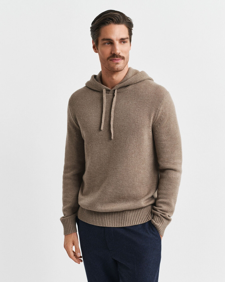 hoodie aus kaschmirmischung – dunkelsandmeliert