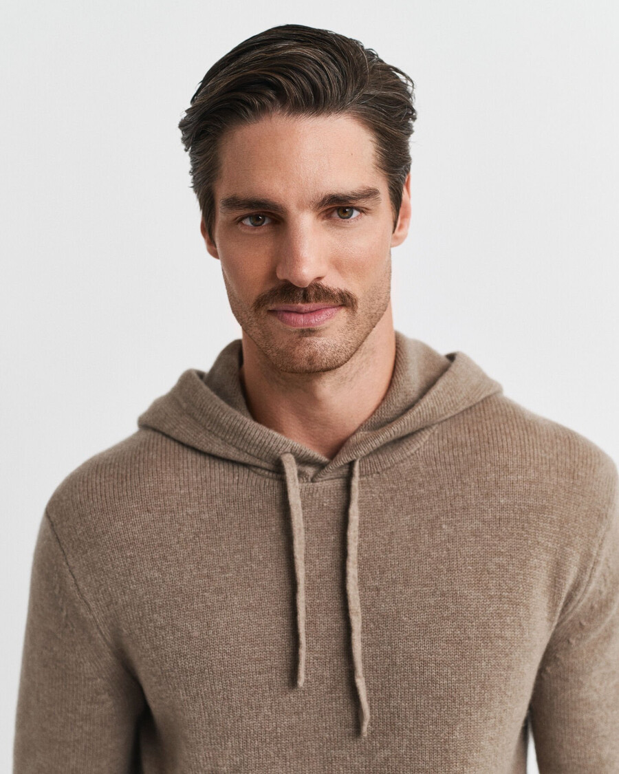 hoodie aus kaschmirmischung – dunkelsandmeliert