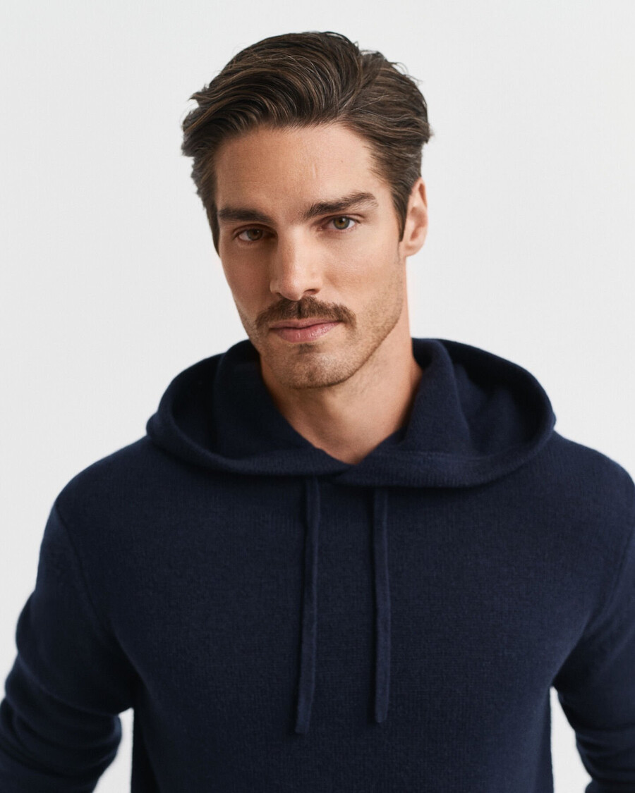 kapuzenpullover aus kaschmirmischung – abendblau
