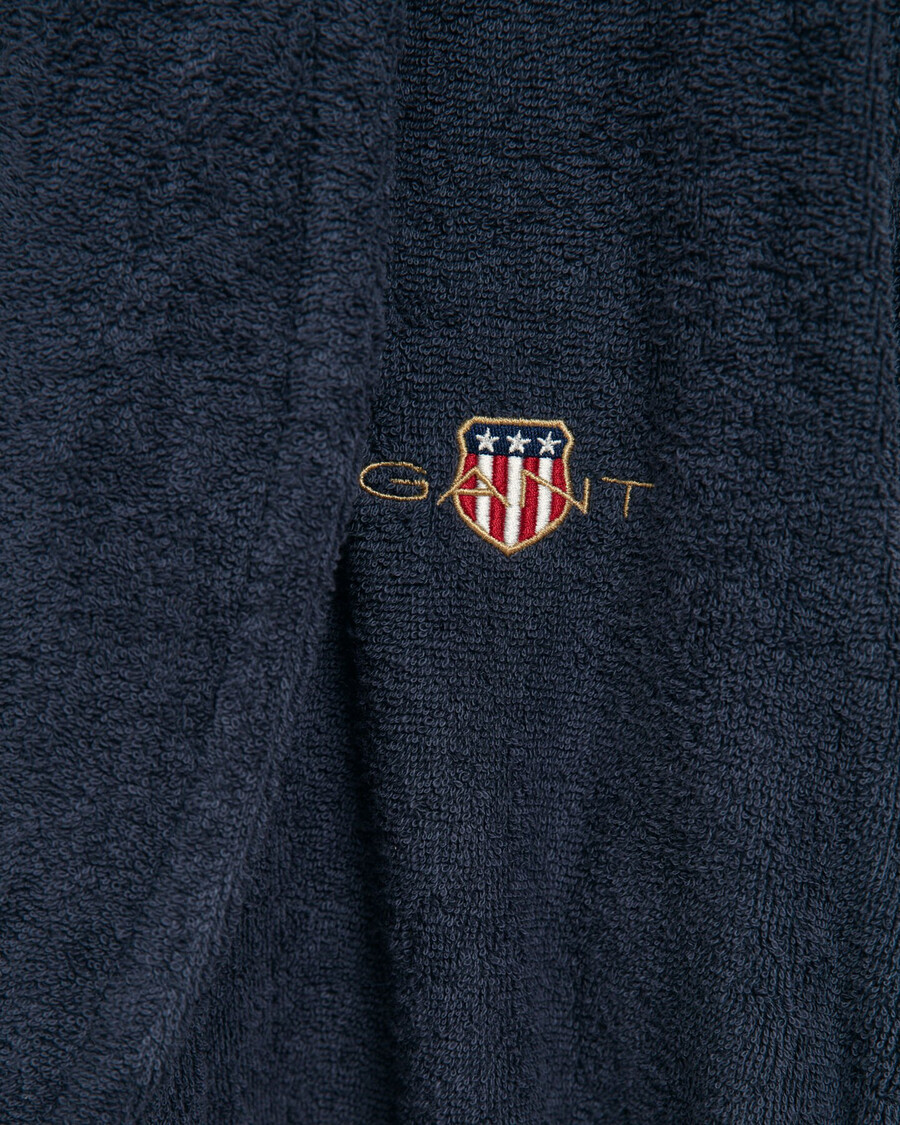 archive shield frottee-bademantel – abendblau