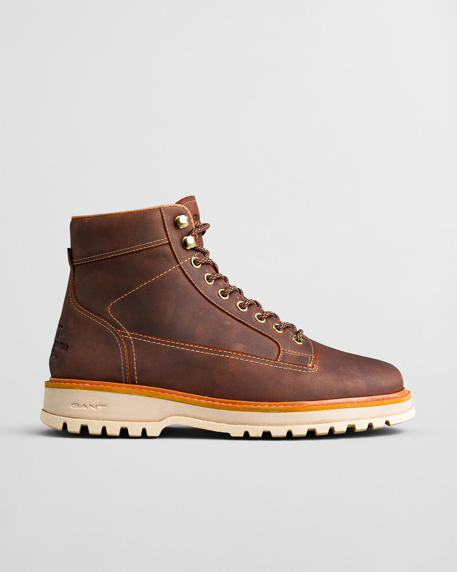 clafton schnürstiefel aus leder – whiskeybraun