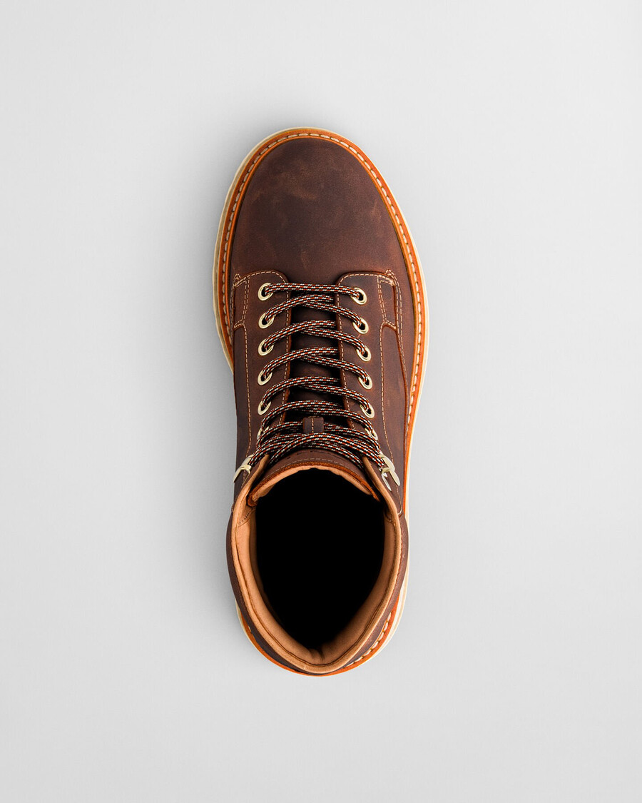 clafton schnürstiefel aus leder – whiskeybraun