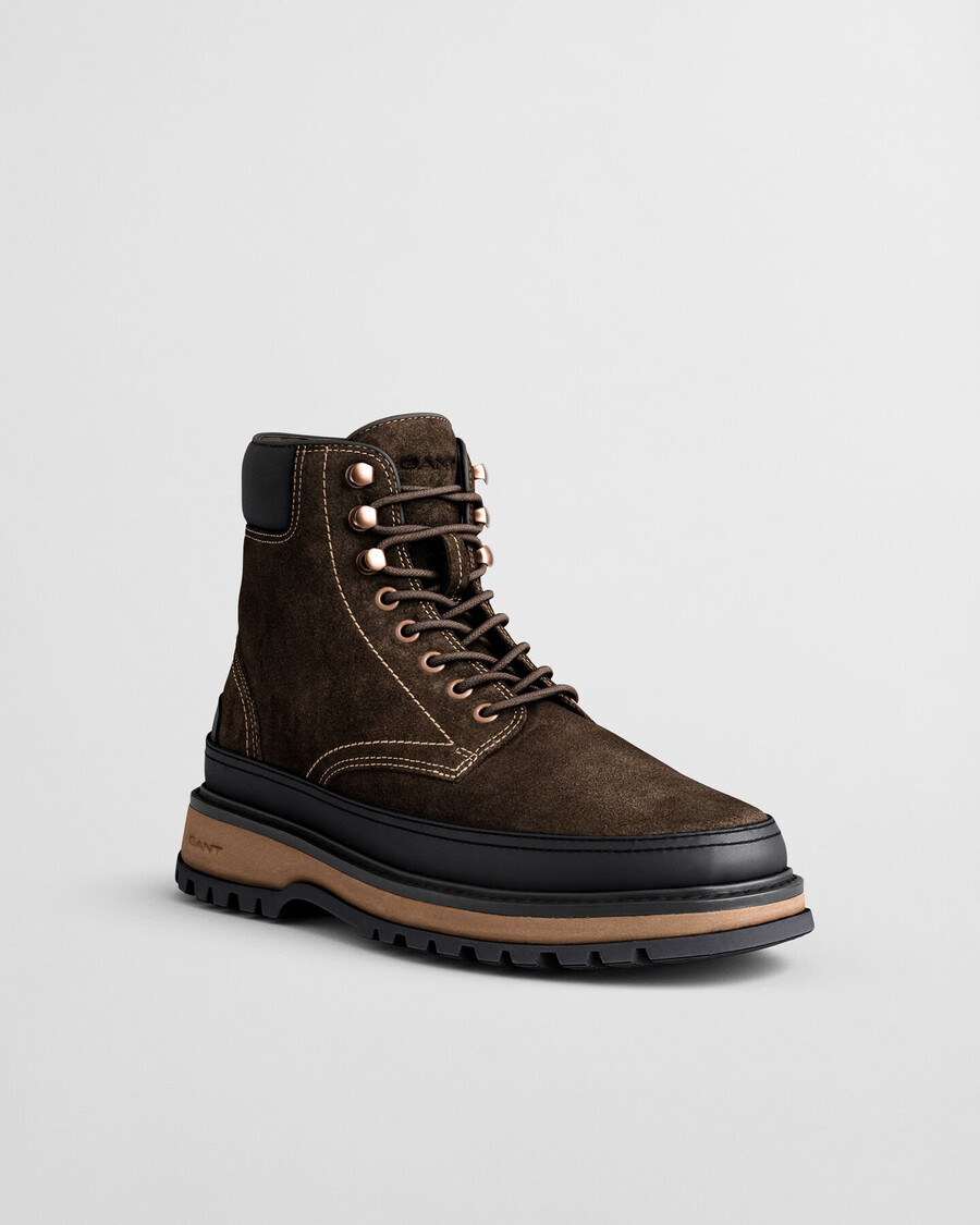 clafton wildleder-schnürstiefel – dunkelbraun
