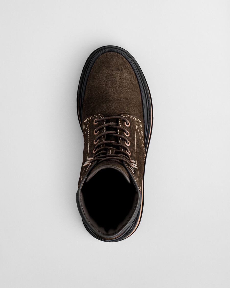 clafton wildleder-schnürstiefel – dunkelbraun