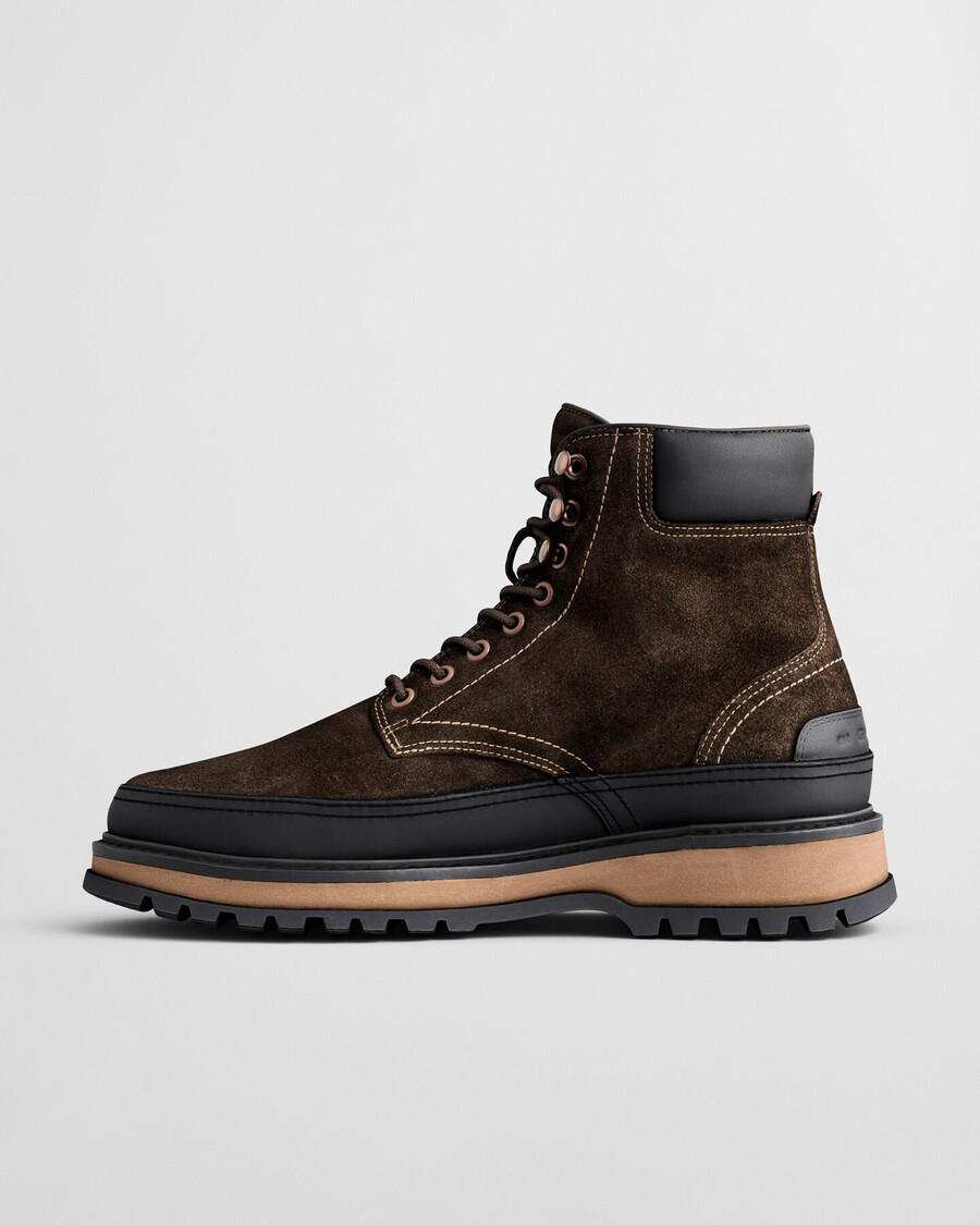 clafton wildleder-schnürstiefel – dunkelbraun
