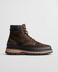 clafton wildleder-schnürstiefel – dunkelbraun