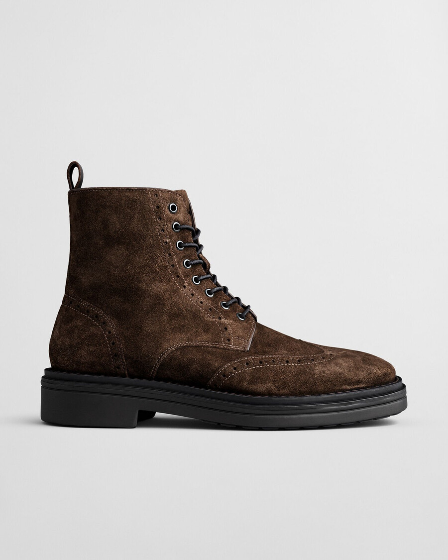 boggar wildleder-brogue-schnürstiefel – dunkelbraun