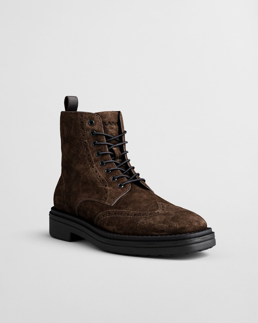 boggar wildleder-brogue-schnürstiefel – dunkelbraun