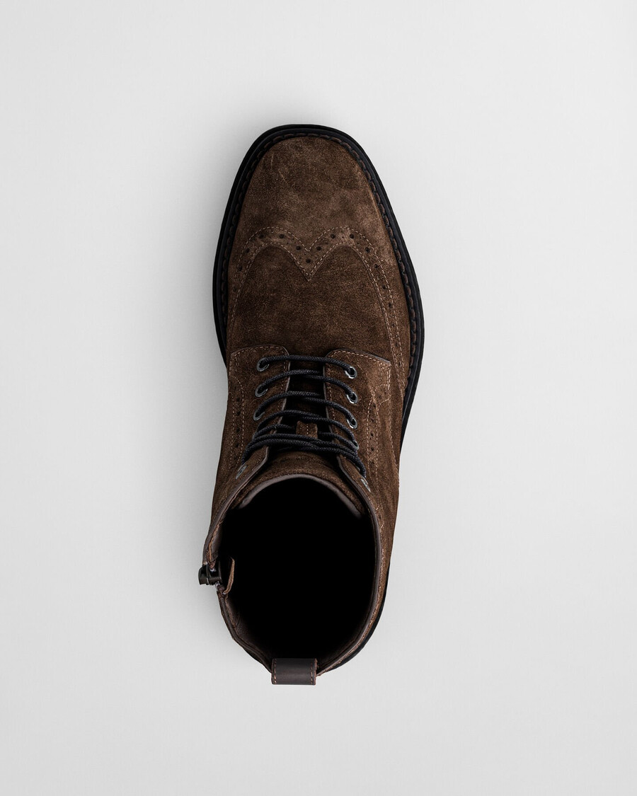 boggar wildleder-brogue-schnürstiefel – dunkelbraun