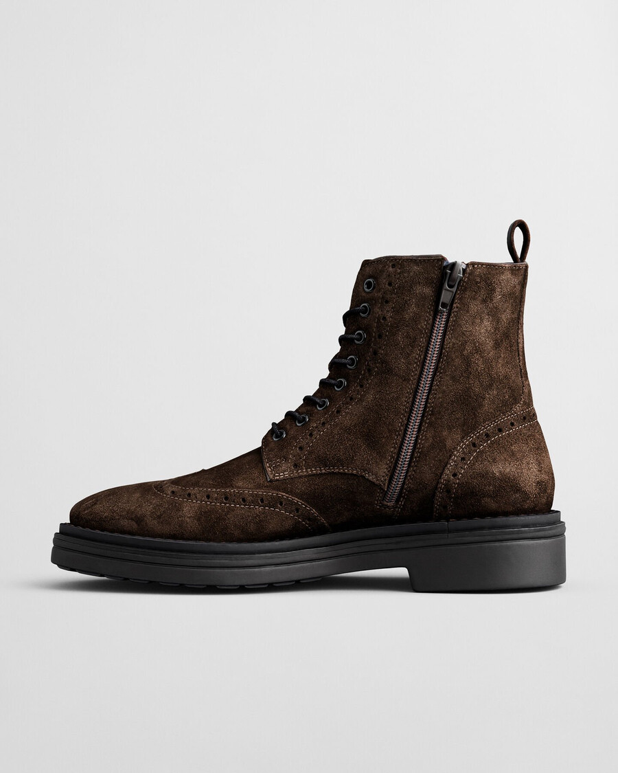 boggar wildleder-brogue-schnürstiefel – dunkelbraun