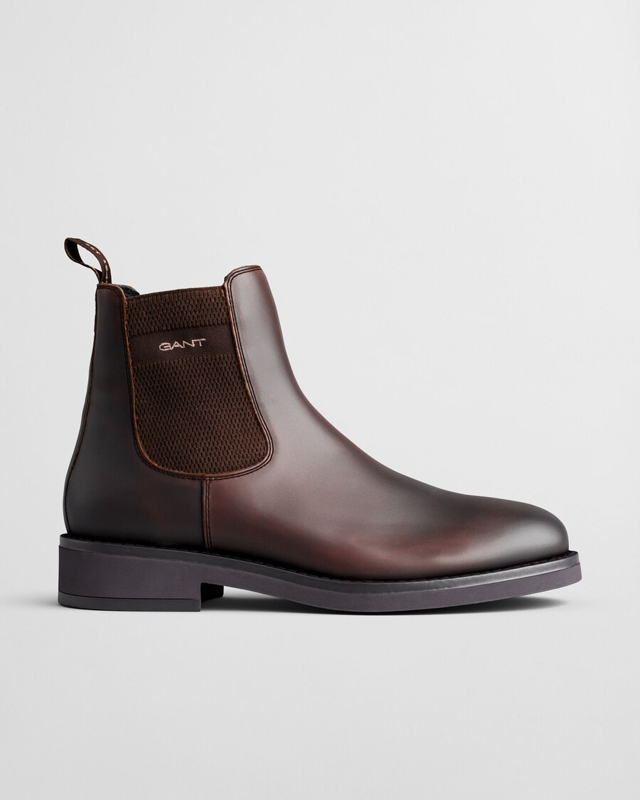 prepdale chelsea boots aus leder – dunkelbraun