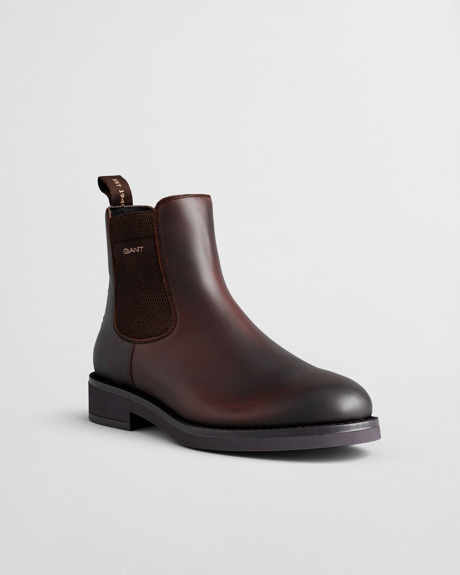 prepdale chelsea boots aus leder – dunkelbraun