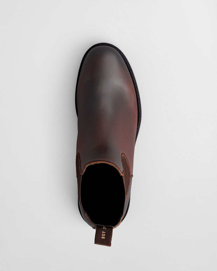 prepdale chelsea boots aus leder – dunkelbraun