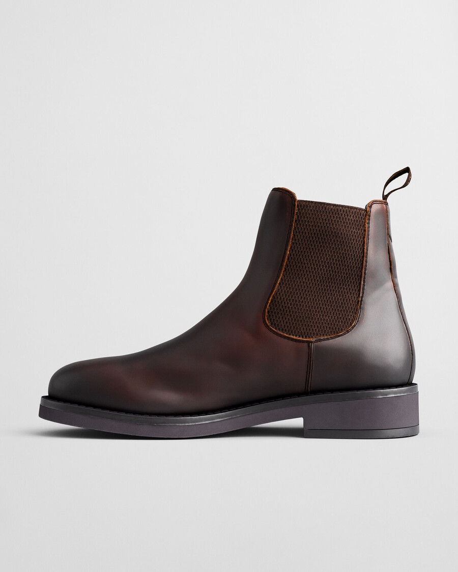 prepdale chelsea boots aus leder – dunkelbraun