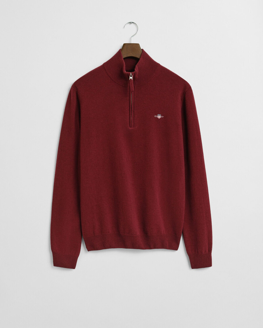 feiner lammwollpullover mit halbem reißverschluss – voluminöses rot