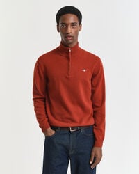 feiner lammwollpullover mit halbem reißverschluss – moderner rost