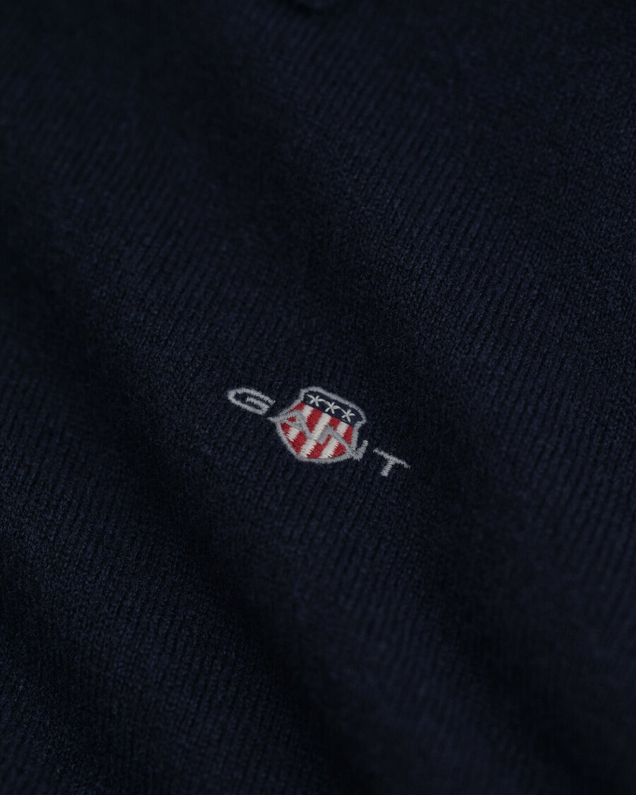 polo-pullover aus superfeiner lammwolle – marineblau