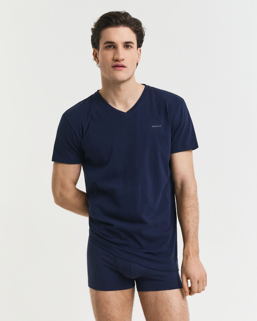 2er-pack v-ausschnitt-t-shirts – marineblauweiß