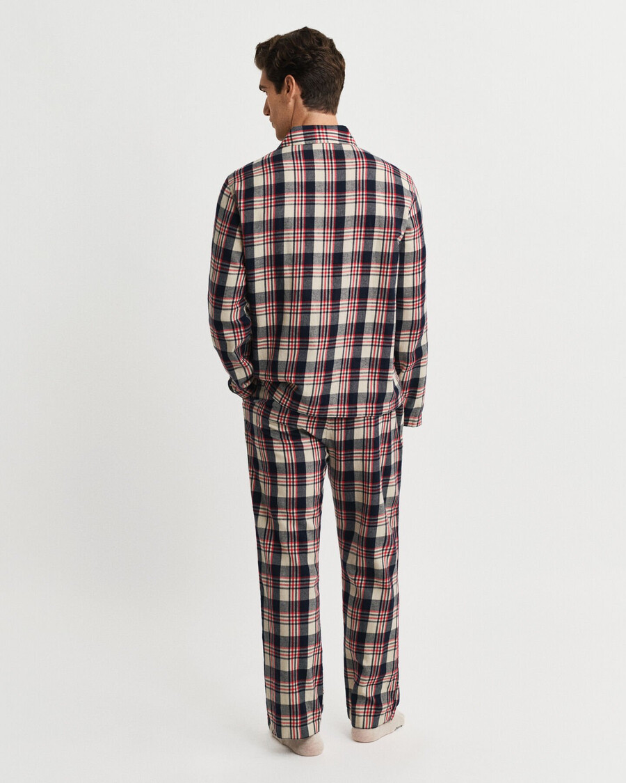 flanell-pyjama-set mit karomuster in geschenkbox – rubinrot