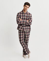 flanell-pyjama-set mit karomuster in geschenkbox – rubinrot