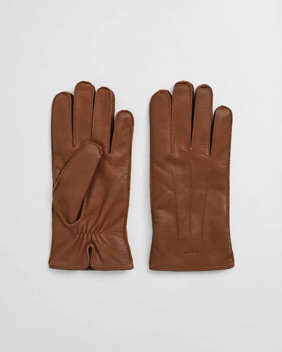 kaschmirgefütterte lederhandschuhe – cognac