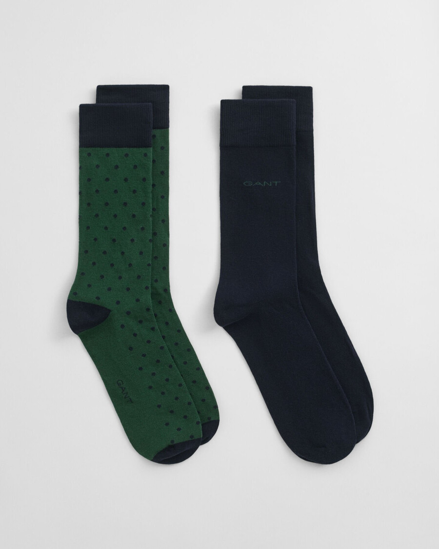 2er-pack gepunktete und einfarbige socken – waldgrün