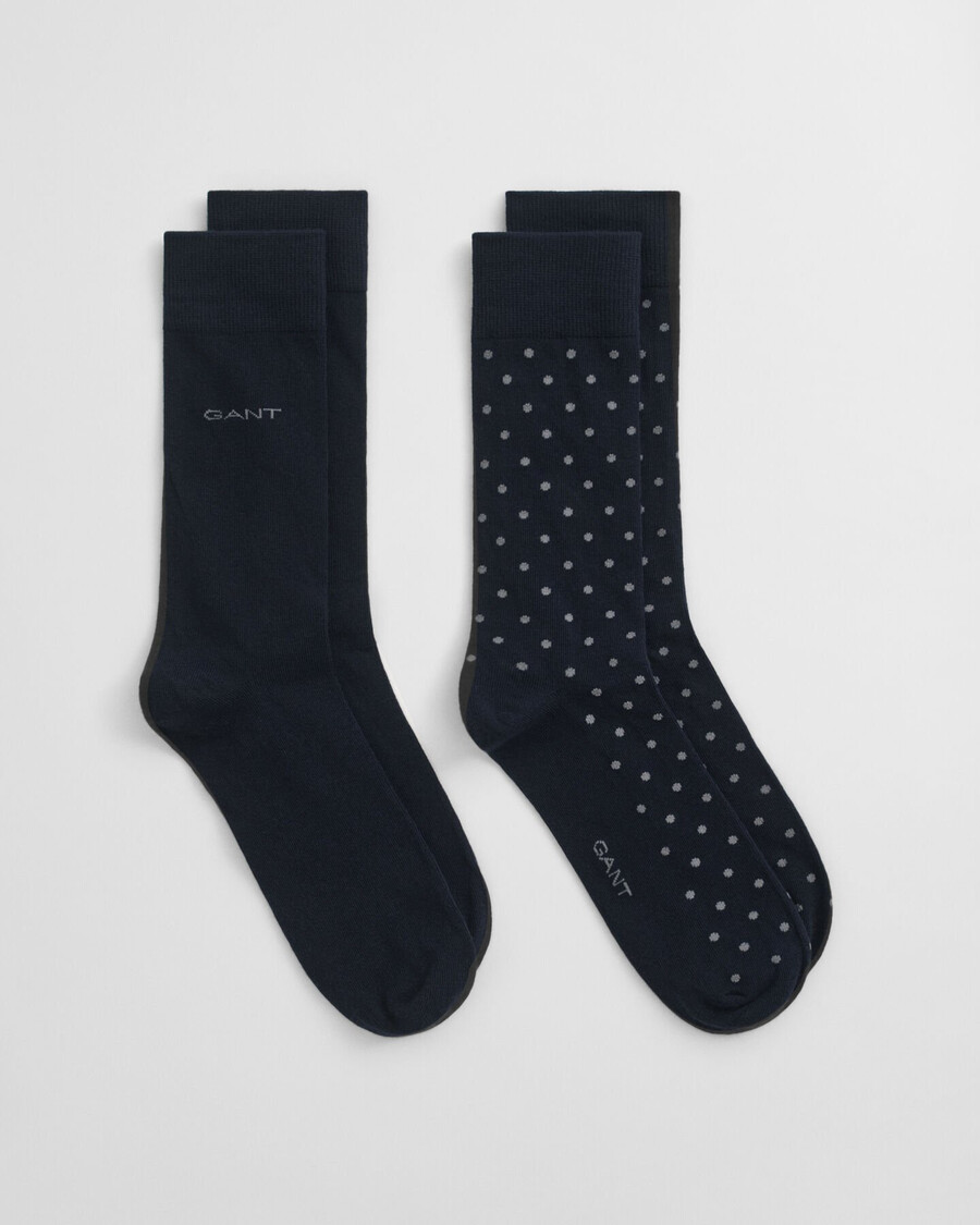 2er-pack gepunktete und einfarbige socken – marineblau
