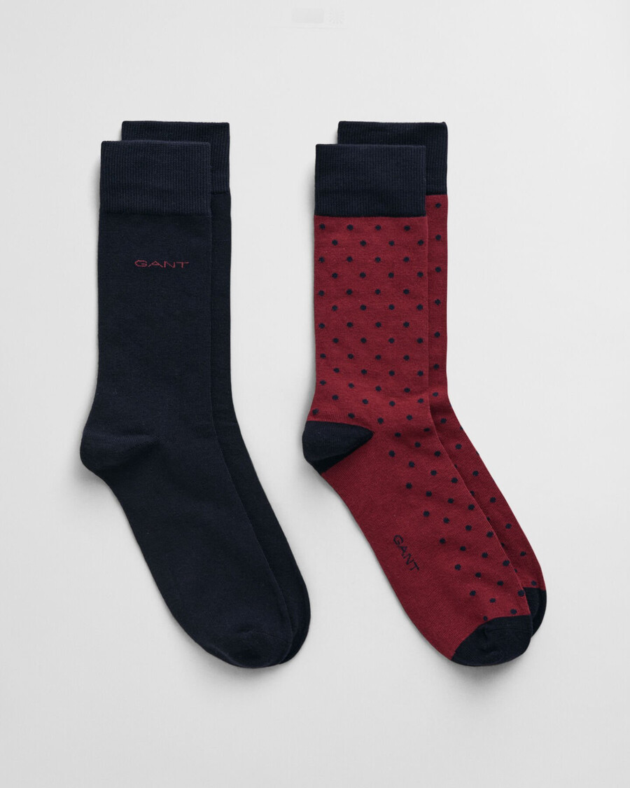 2er-pack gepunktete und einfarbige socken – voluminöses rot