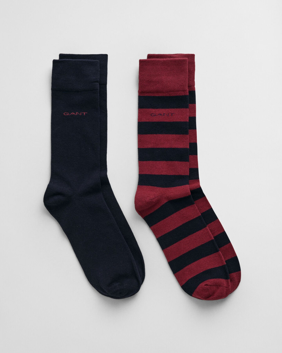 2er-pack gestreifte und einfarbige socken – voluminöses rot