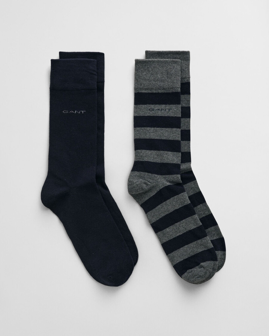 2er-pack gestreifte und einfarbige socken – anthrazitmeliert
