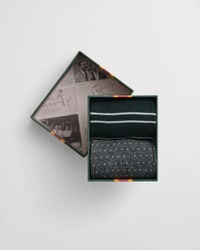 2er-pack gestreifte und gepunktete socken in geschenkbox – tartangrün