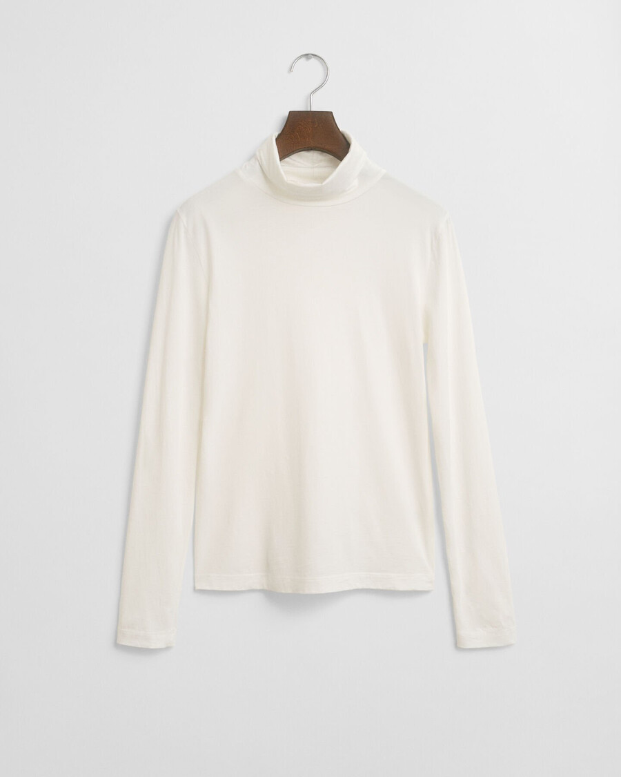 leichtes baumwoll-rollkragenshirt – eierschale