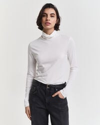 leichtes baumwoll-rollkragenshirt – eierschale