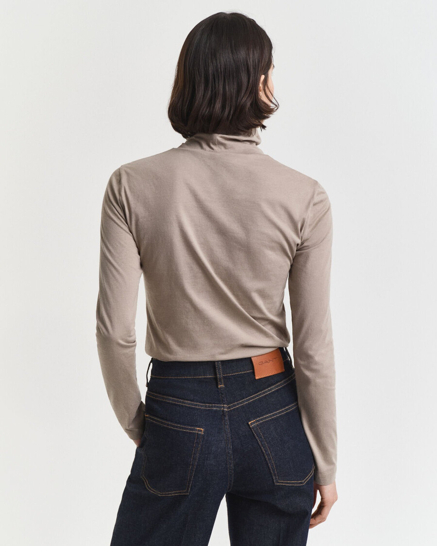 leichtes baumwoll-rollkragenshirt – taupe-beige