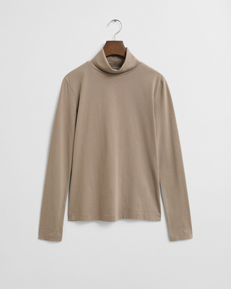 leichtes baumwoll-rollkragenshirt – taupe-beige