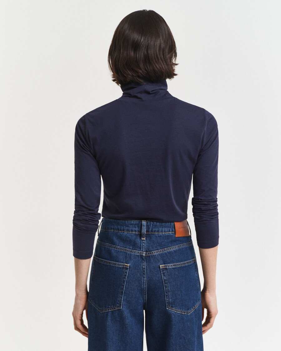 leichtes baumwoll-rollkragenshirt – abendblau