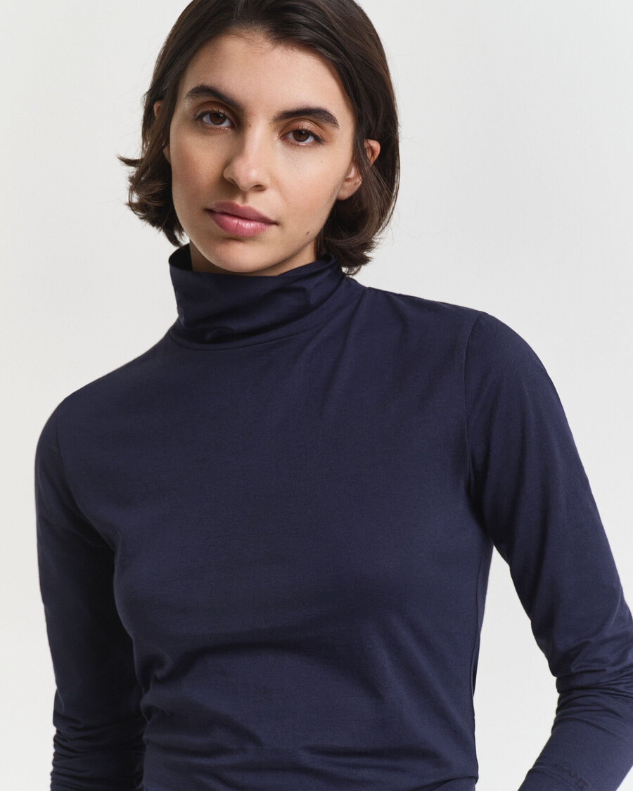 leichtes baumwoll-rollkragenshirt – abendblau