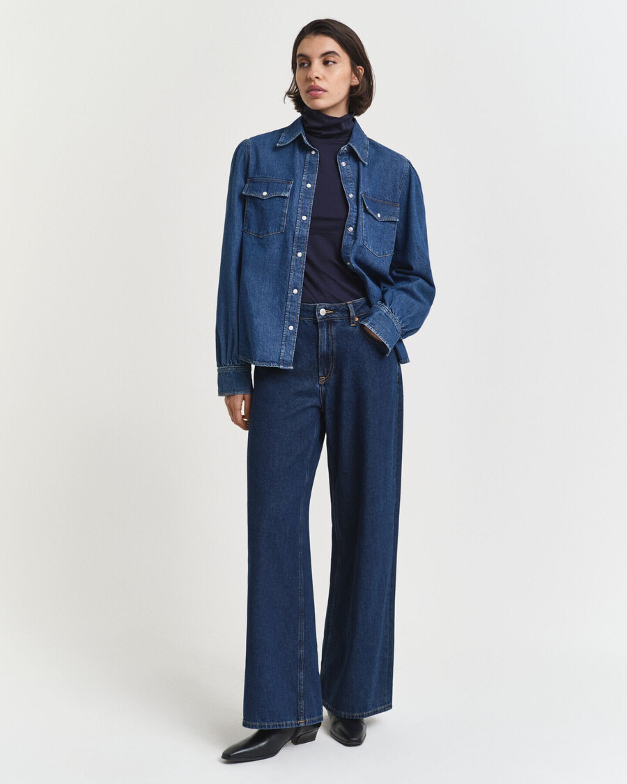leichtes baumwoll-rollkragenshirt – abendblau