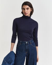 leichtes baumwoll-rollkragenshirt – abendblau