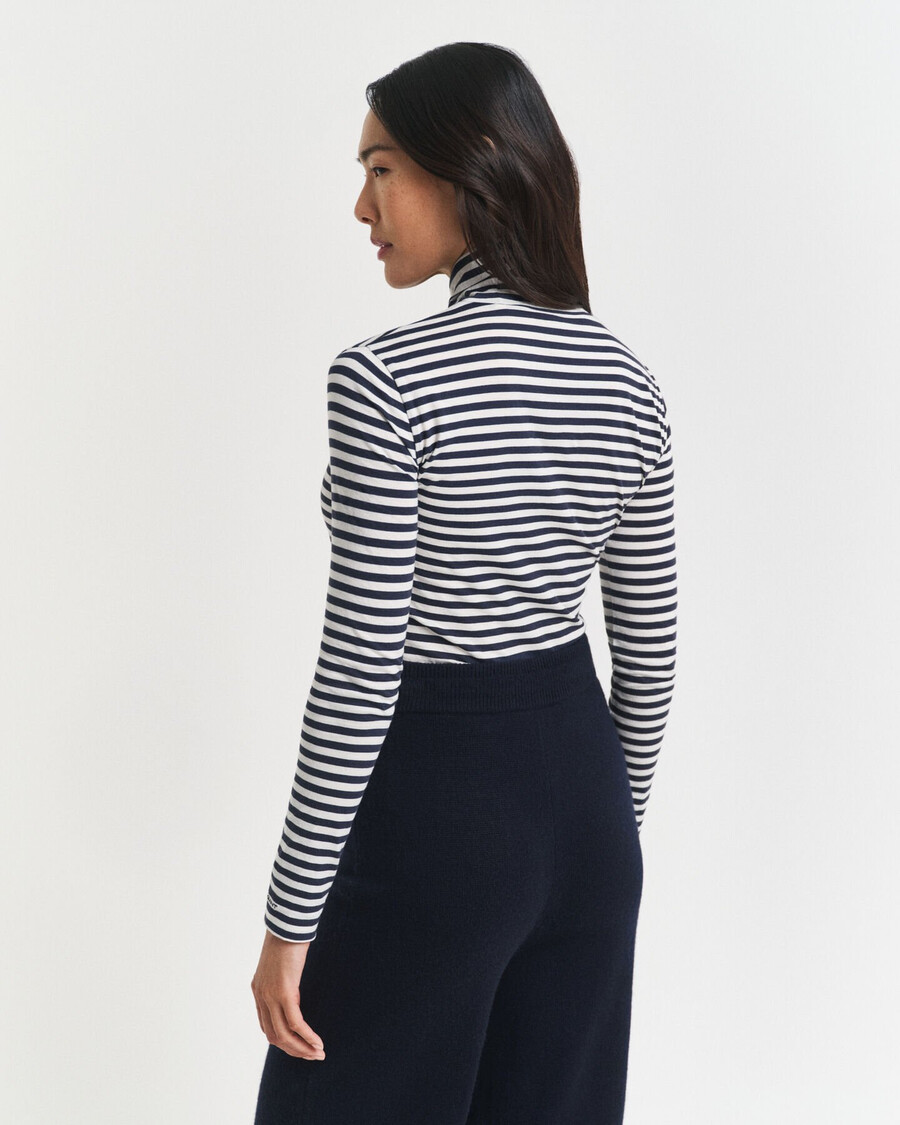 leichtes gestreiftes rollkragenshirt aus baumwolle – abendblau