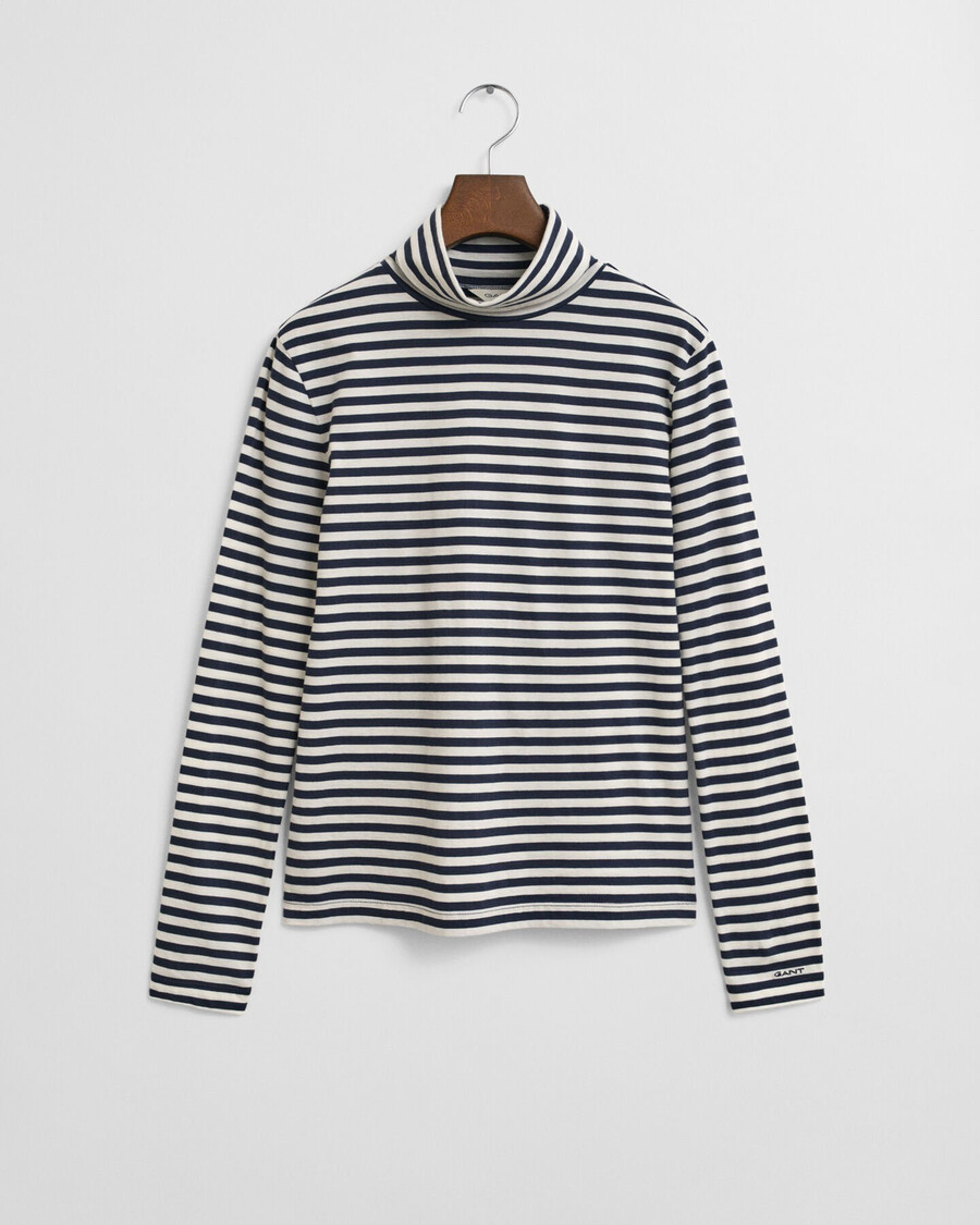 leichtes gestreiftes rollkragenshirt aus baumwolle – abendblau